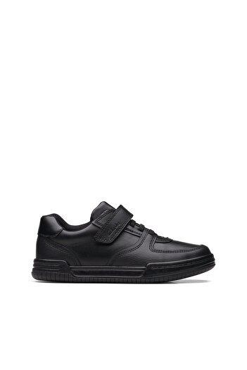 CLARKS Fawn Lay K Black Leather SHOES JUNIOR BOYS