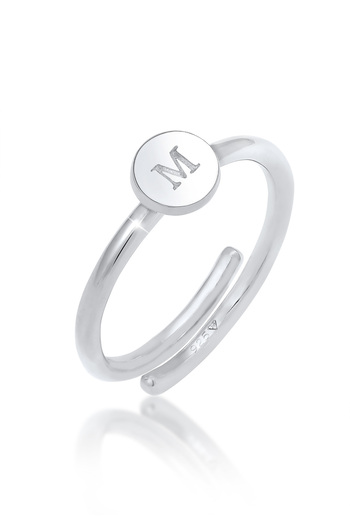 ELLI Inel Femei Litera M De bază Minimal Ajustabil în Argint Sterling 925
