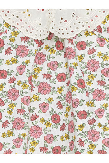 LC Waikiki Lcw Baby Ecru Baby Collar Long Sleeve Floral Baby Girl Dress