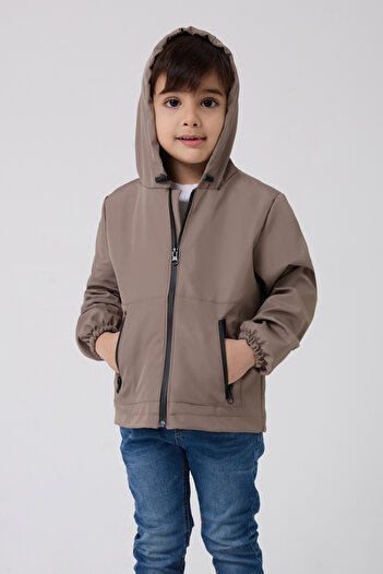 freemen Boy's Mink Lined Water and Windproof Hooded Double Zipper Raincoat