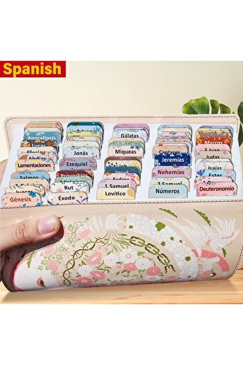 Choice Pastel Bloom-Spanish Spanish Bible Tabs, 75 Tabs, Pastel Bloom Theme, Laminated Bible Tabs for Women
