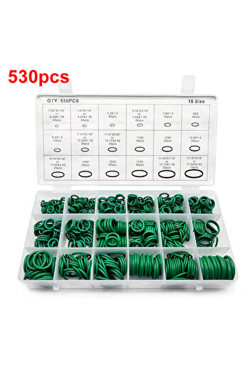 Choice 530pcs green O-Rings Kit Nitrile Rubber Oring Assortment with 4 Hook Set for Various Car Auto Vehicl