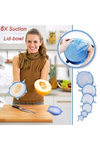 Choice Blue6pc 6Pcs Silicone Fresh-keeping Cover Reusable Stretch Canning Lids Refrigerator Microwave Airti