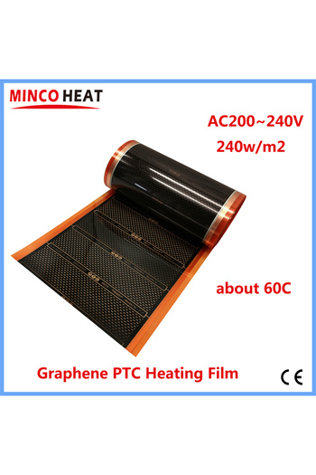 Choice 50 cm 2 clips 6 pastes MINCO HEAT 240w/m2 New Graphene PTC Heating Film Infrared AC200~240V about 60