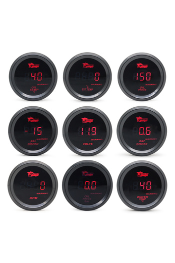 Choice 52mm Boost Gauge/Water Temp/Oil Temp/Oil Press/Voltage/Tachometer Gauge Digital Red led Black Case