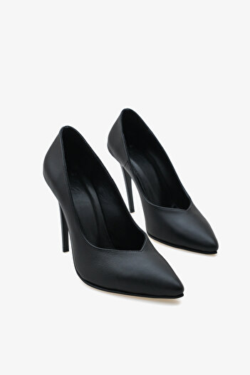 SAYL Fior Siyah Hakiki Deri Stiletto