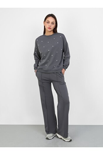 Refka Anthracite Color Trok Detailed Refka Sweatshirt