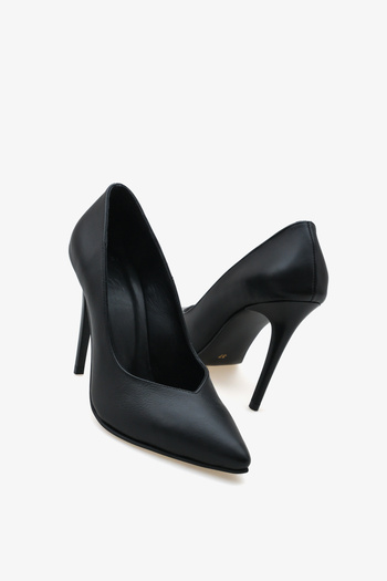 SAYL Fior Siyah Hakiki Deri Stiletto