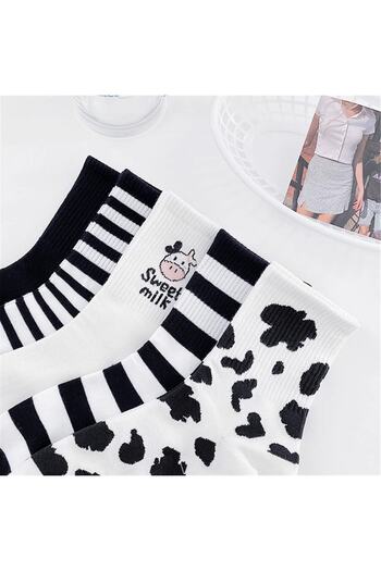 Esinti Men's Socks Women's Socks Long Sports Socks Patterned Socket Socks Colorful Socks 5 Pieces