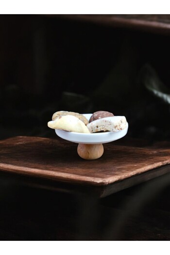 qtahya homes queen of kütahya 12 cm Mini Presenter Plate with Dove Wooden Legs,Snack Dish,Snack Dish,Presenter