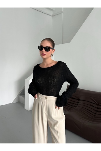 Laluvia Black Transparent Sweater - 7190