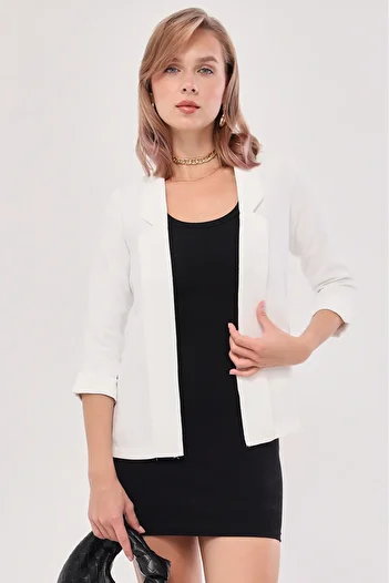 armonika Women's White Double Sleeve Jacket ARM-18Y001173