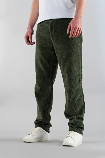 bombe Men's Trousers Khaki Corduroy Comfortable Fit Stretchy Baggy Zippered Trousers