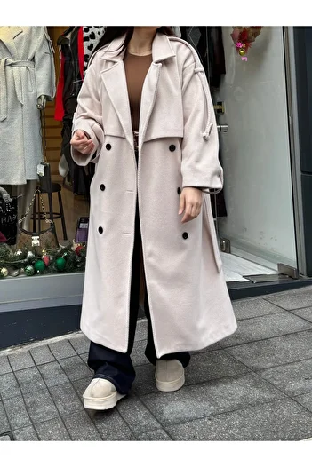 ROSSA Diagonel Lined Oversize Cashmere Coat