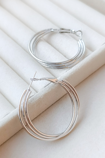COSİTA Silver Elegant Earring Design with Multiple Ring Detail