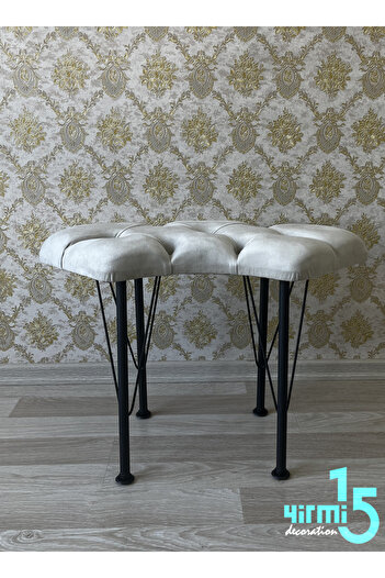 Yirmi15 Siyah Metal Ayaklı Tekli Oval Bench & Puf