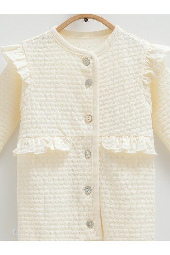 Caramell Baby Girl's Jumpsuit 100% Cotton (1-3,3-6 Months with Booties Flower Details -6-9,9-12 Months Without Booties)