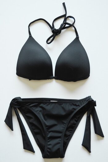 Endeep Beria Women's Triangle Half Padded Black Bikini Set
