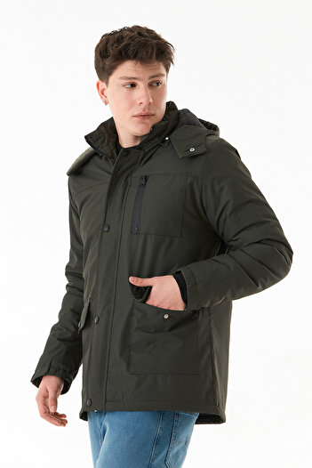Fulla Moda Куртка з капюшоном, двома кишенями та застібкою на кнопках
