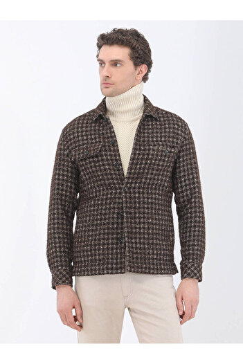 Kip Wool Blended Brown Overshirt - Regular Fit Woven
