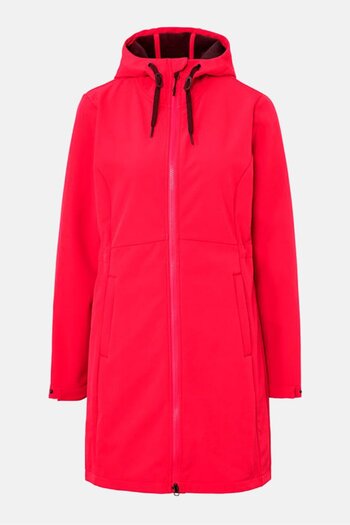 Tchibo Women Hooded Long Sleeve Plain Softshell Coat, Red