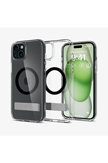 Spigen iPhone 15 Plus Kılıf Ultra Hybrid S MagFit MagSafe özellikli Kickstand Black - ACS06666