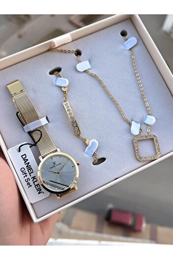 Daniel Klein Women's Watch with Steel Cord Steel Jewelry Set Gift