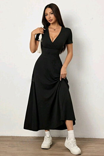missamour Women's Summer V Neck Waist Belted Oyho Dress