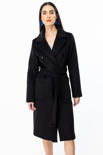 Ekol Black Stamp Coat - Bag Pocket