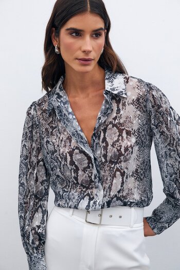 Sateen Cămașă neagră cu model lejer