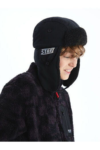 LC Waikiki Black Embroidered Boy's Snow Hat