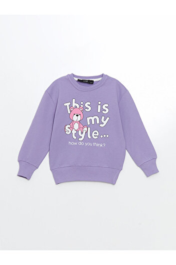 LC Waikiki Crew Neck Printed Baby Girl Sweatshirt