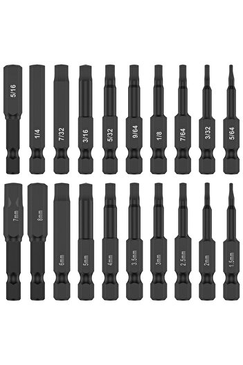 Choice1 20pcs 20Pcs Hex Head Allen Wrench Power Drill Bit Set 1/4in Screwdriver S2 Steel Screw Driver Extens