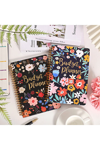 Choice Black Budget Planner 50 sheets Retro Flower Undated Budget Planner Cardboard Cover Monthly Budget Bo