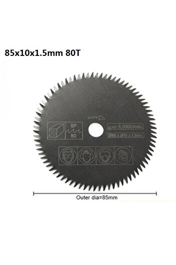 Choice 85x10x1.5mm 80T CMCP 85mm Mini Circular Saw Blade 10/15mm 80T Electric Cutting Disc Wood/Metal Cutti