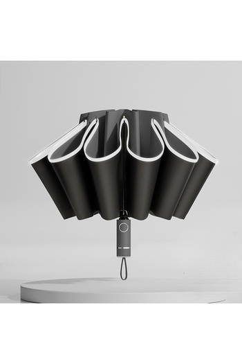 Choice Black Fully Automatic Reverse Folding Umbrella With Windproof Reflective Stripe Uv Umbrellas