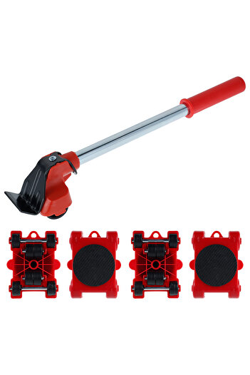 Choice 5Pcs Red Heavy Duty Furniture Lifter Roller Handling Tool Kit 440/880LB Labor-Saving Appliance Lift