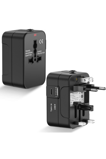 Choice محول قابس سفر متعدد الوظائف قابل للتحويل عالمي 100-240 فولت أسود مع منفذ USB واحد