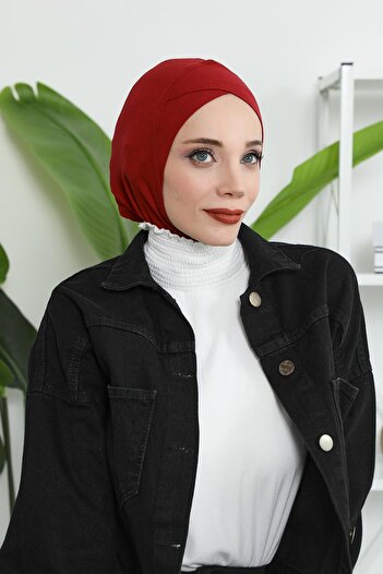 Aisha's Design Χτενισμένο βαμβακερό καπό με λεπτομέρεια σταυρού στο μπροστινό μέρος, TB-4, TB-4, μπορντό
