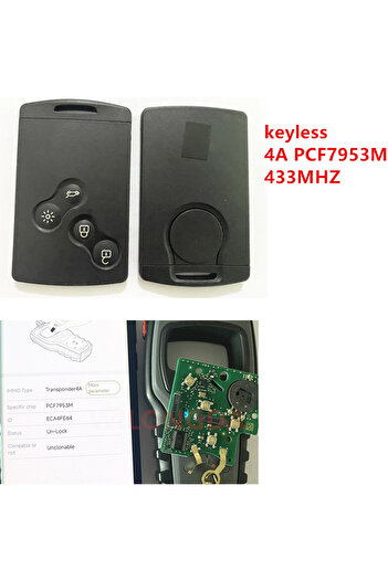Choice1 مفتاح ذكي بأربعة أزرار بشعار 433 ميجا هرتز، شريحة PCF7953 4A HITAG، نظام تشغيل بدون مفتاح سلبي لسيارة رينو كليو