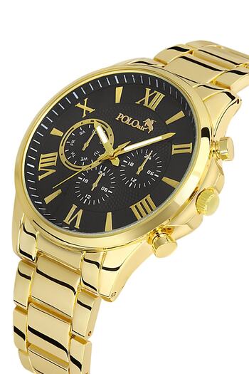 Polo Air Metal Strap Roman Numeral Men's Wristwatch Yellow Color