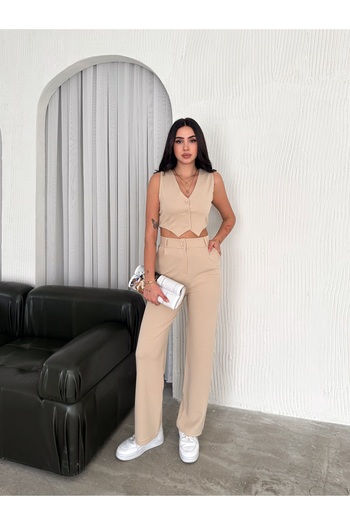 sportiness Crepe Vest and Trousers Set