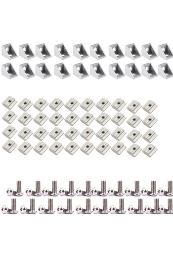 Choice 2020 Silver Set 2020 Aluminum Profile Connector Set 20pcs Corner Bracket + 40pcs M5x8mm Hex Socket C