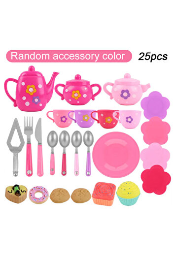 Choice Red Tea Set For Little Girls, Tea Party Set, Tea Set Including Kettle, Cookies, Kids Play Food, Tea