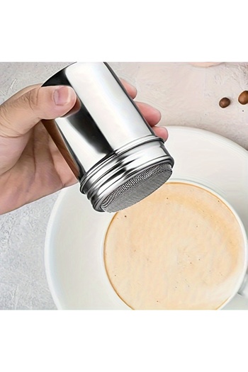 Choice Sliver A Stainless Steel Powder Icing Sugar Can，Fine Mesh，with Cover，For Soda、Cocoa powder、Corn star