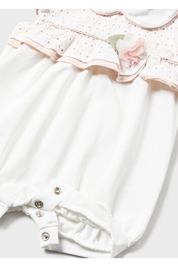 MAYORAL White-Pink Short Summer Romper for Baby Girl
