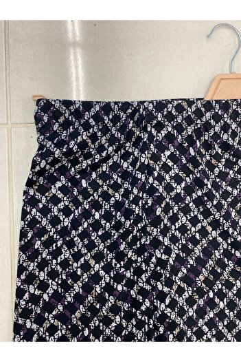TDYtrendy Giyim Mother's Patterned Plus Size Violet Skirt with Elastic Waist