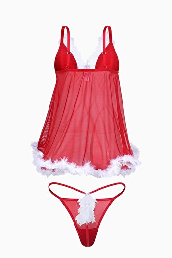 Wonna New Year's Fancy Babydoll and Thong Set - Unfilled - 5004 - Red