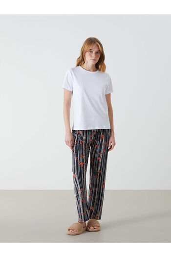 LC Waikiki Mixed Patterned Velvet Women's Pajama Bottoms with Elastic Waist