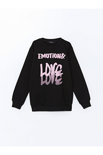 LC Waikiki Crew Neck Printed Girl's Sweatshirt